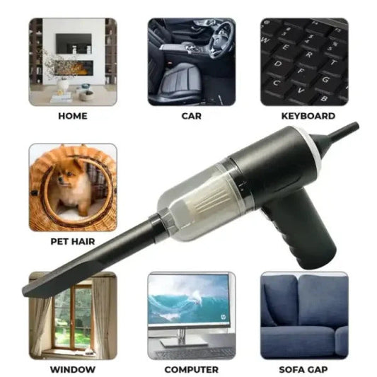 Versatile 3-in-1 Portable Vacuum Cleaner: Duster, Blower, and Air Pump for Wireless Hand-Held Cleaning in Car and Home