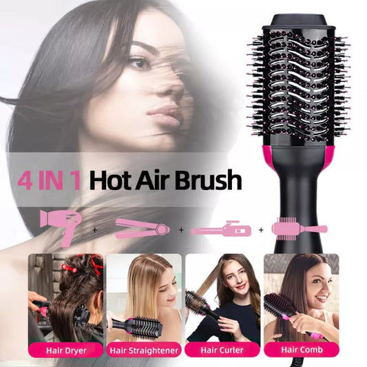 Versatile One-Step Hair Styling Tool: Professional Curler, Hair Straightener, and Hair Dryer with Hot Air Brush